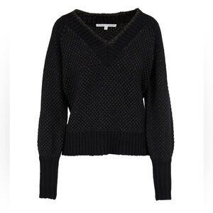 VERONICA BEARD BLACK GOLD MIRNIE V NECK SWEATER SIZE XS. OVERSIZED FIT